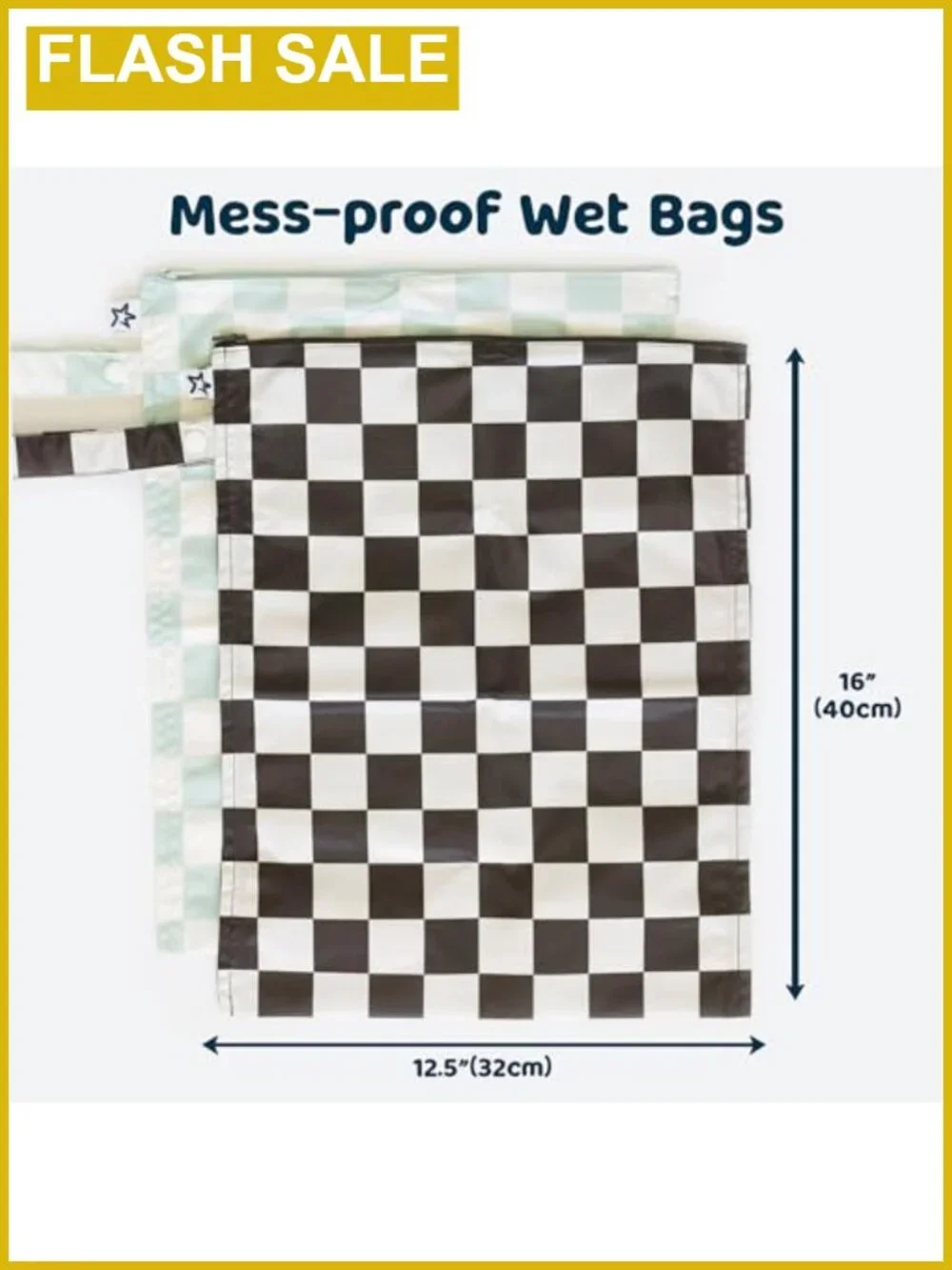 2-Pack Reusable Waterproof Wet Bags for Swimsuits & Baby Clothes
